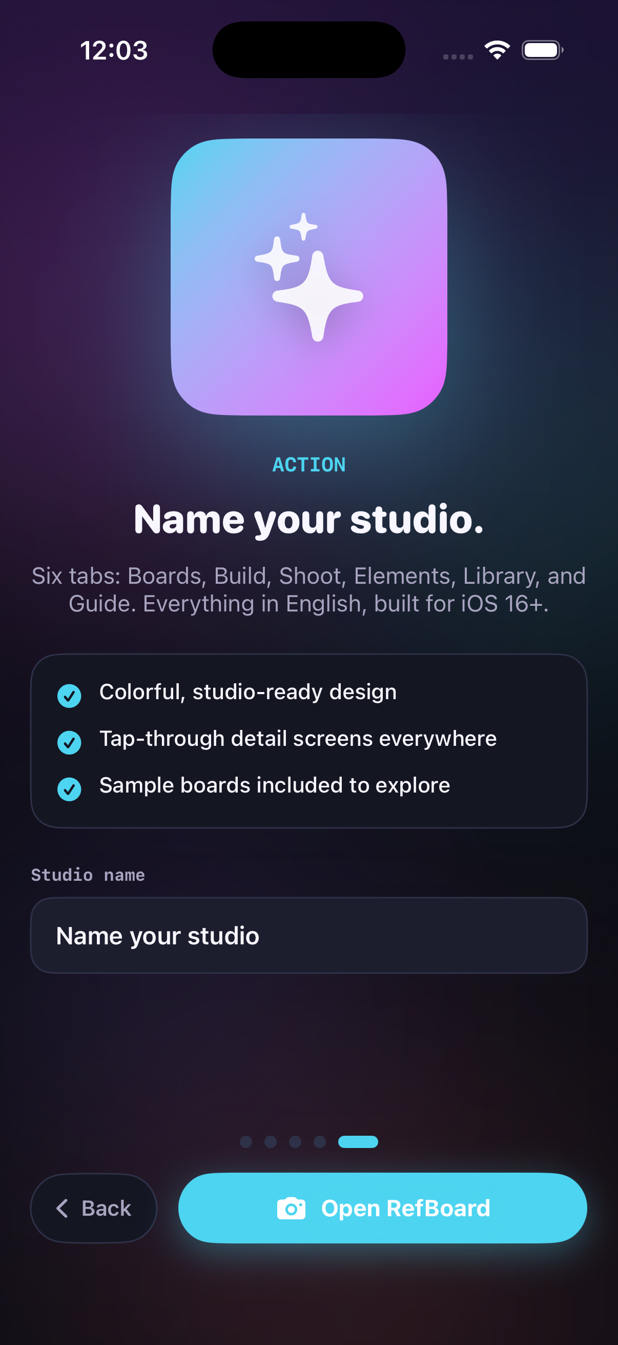 CrefBoard boards list with active shoot progress